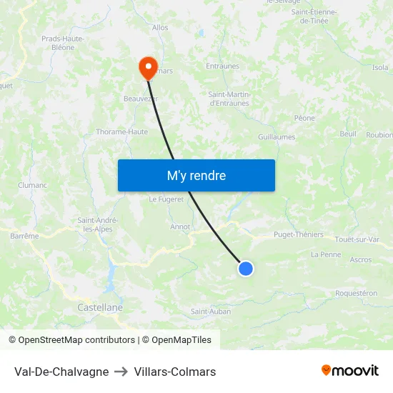 Val-De-Chalvagne to Villars-Colmars map
