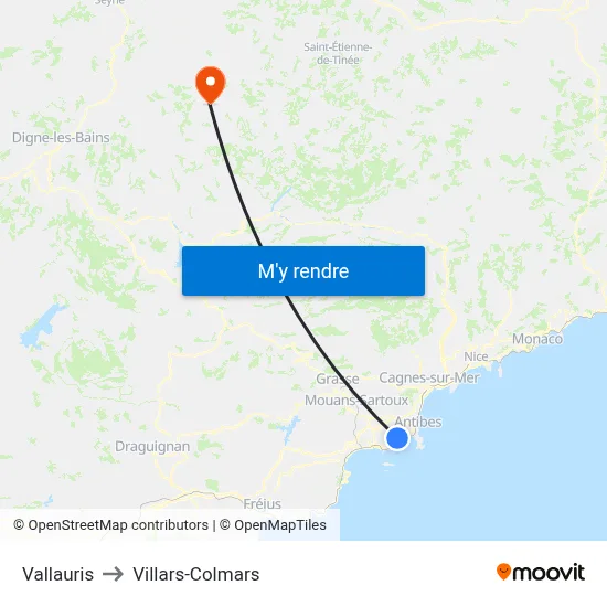 Vallauris to Villars-Colmars map