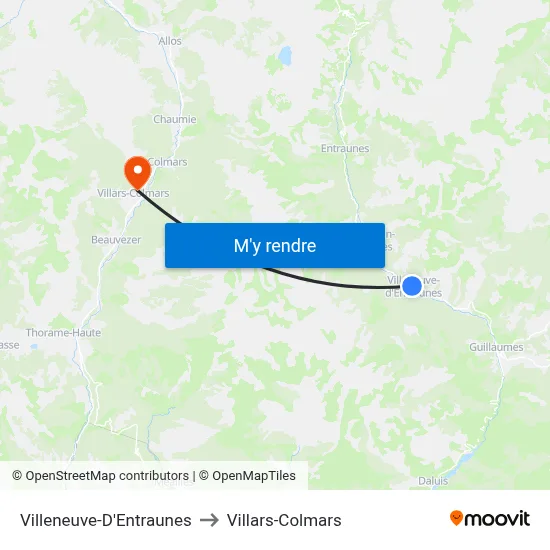 Villeneuve-D'Entraunes to Villars-Colmars map