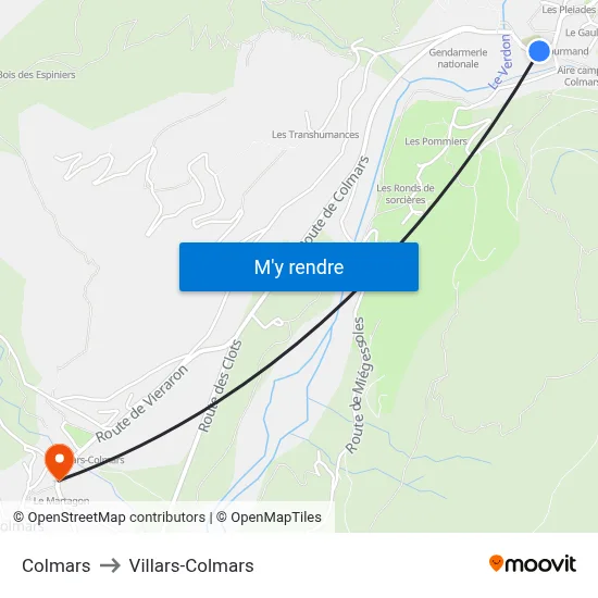 Colmars to Villars-Colmars map