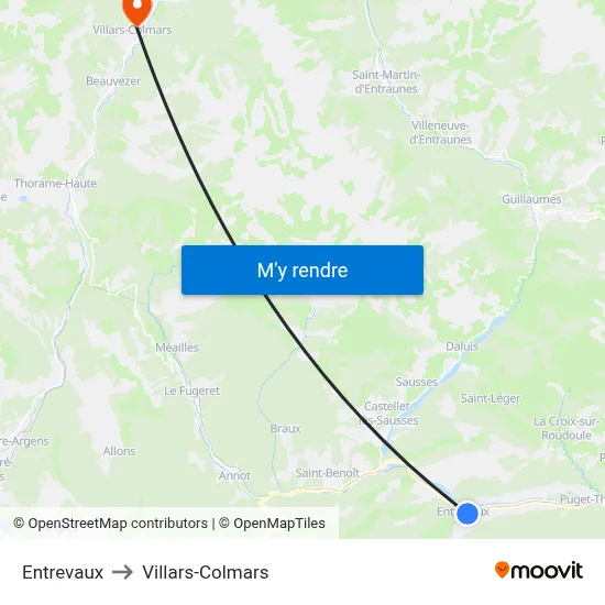 Entrevaux to Villars-Colmars map