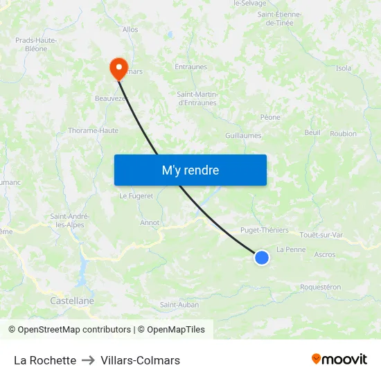 La Rochette to Villars-Colmars map