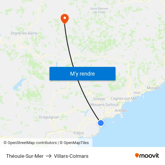Théoule-Sur-Mer to Villars-Colmars map