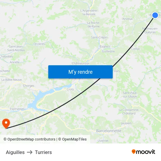 Aiguilles to Turriers map