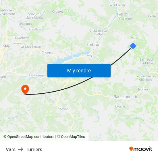 Vars to Turriers map