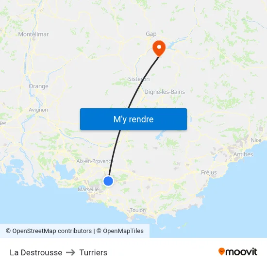 La Destrousse to Turriers map