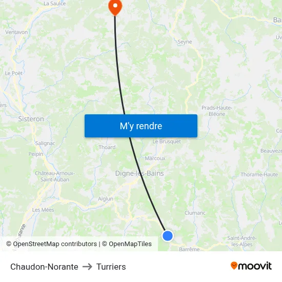 Chaudon-Norante to Turriers map