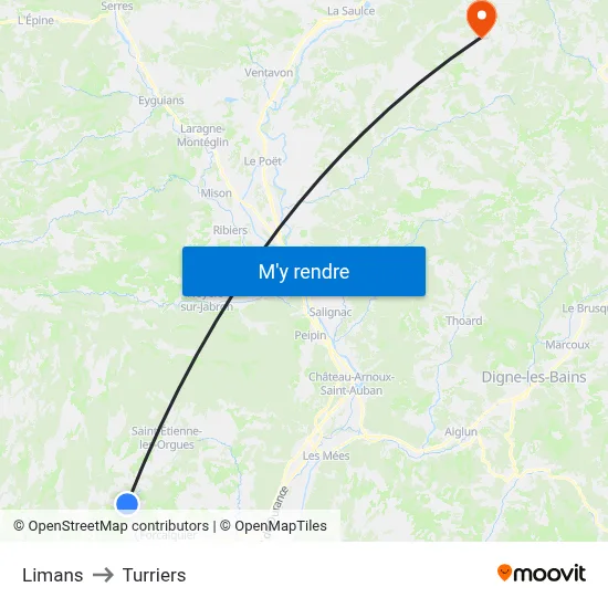 Limans to Turriers map