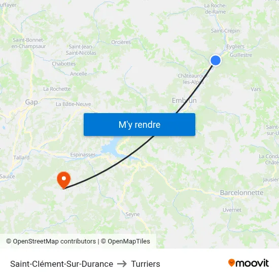 Saint-Clément-Sur-Durance to Turriers map