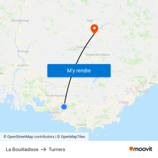 La Bouilladisse to Turriers map