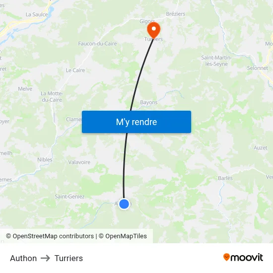 Authon to Turriers map