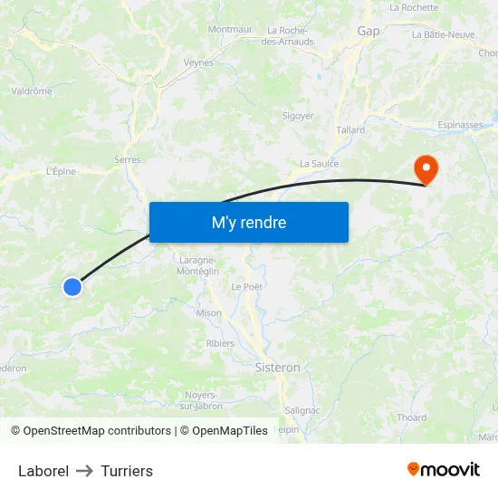 Laborel to Turriers map