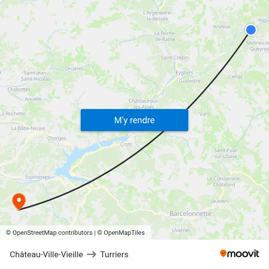 Château-Ville-Vieille to Turriers map