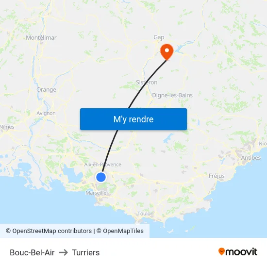 Bouc-Bel-Air to Turriers map