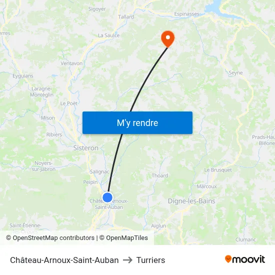 Château-Arnoux-Saint-Auban to Turriers map