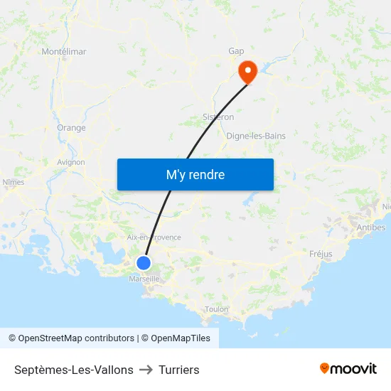Septèmes-Les-Vallons to Turriers map