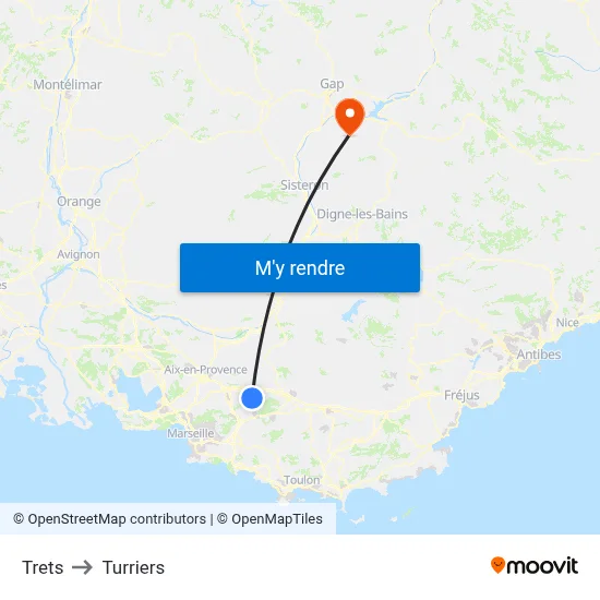 Trets to Turriers map