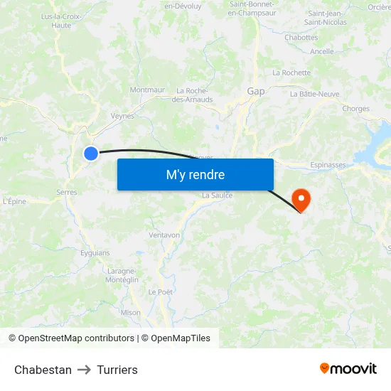 Chabestan to Turriers map