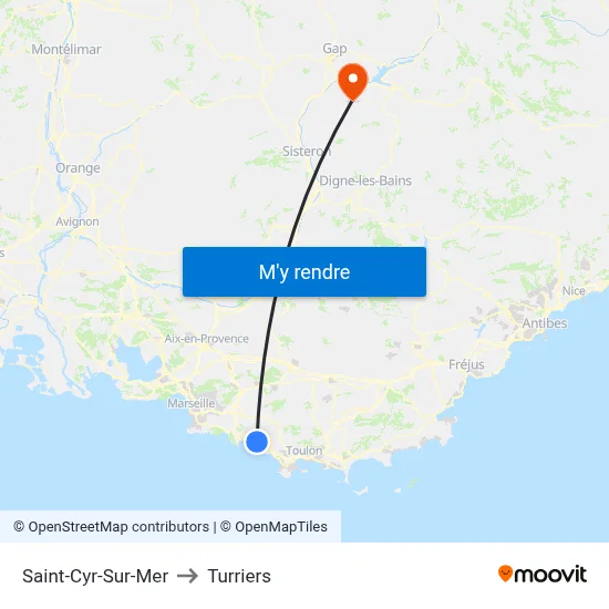 Saint-Cyr-Sur-Mer to Turriers map