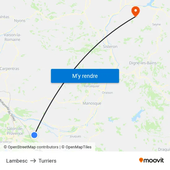 Lambesc to Turriers map