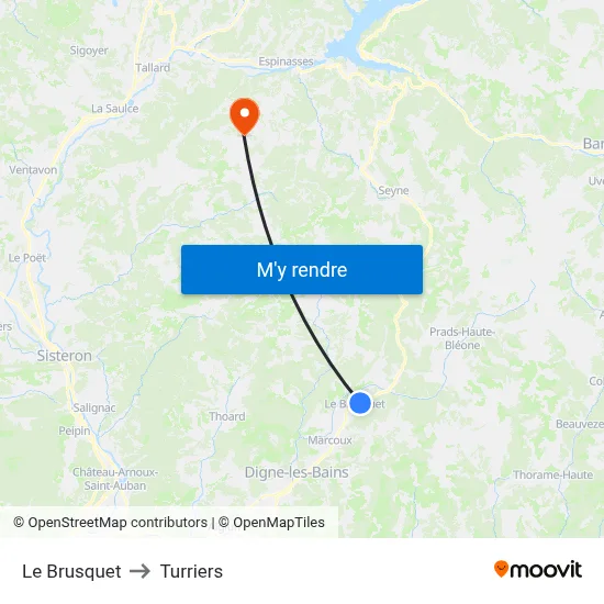 Le Brusquet to Turriers map