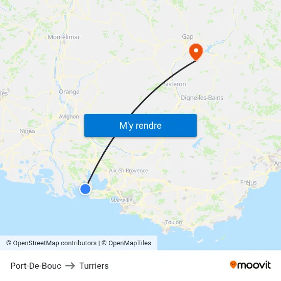 Port-De-Bouc to Turriers map