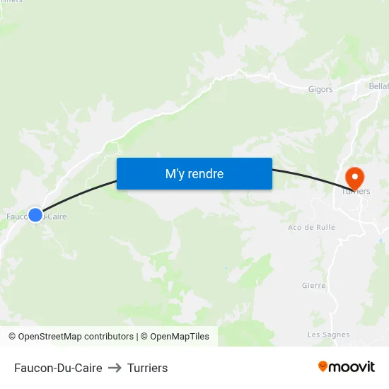 Faucon-Du-Caire to Turriers map