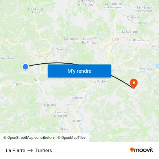 La Piarre to Turriers map
