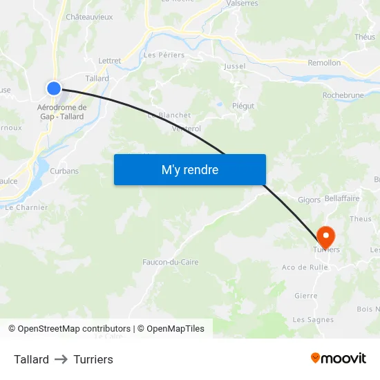 Tallard to Turriers map