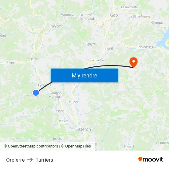 Orpierre to Turriers map