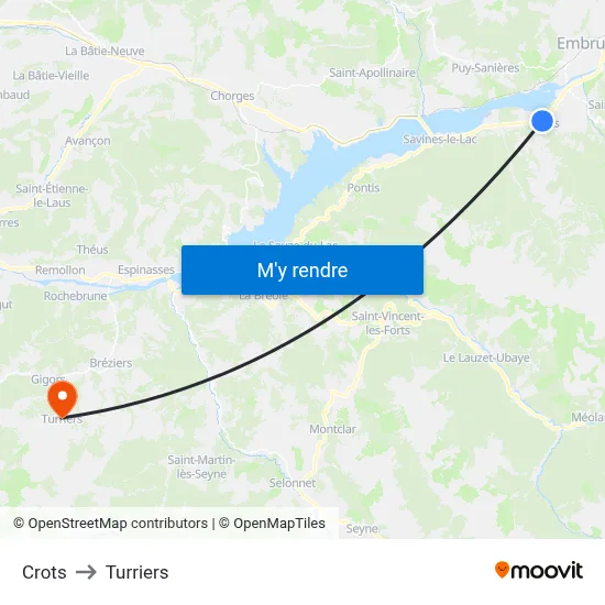 Crots to Turriers map