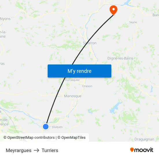 Meyrargues to Turriers map
