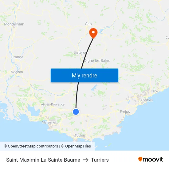 Saint-Maximin-La-Sainte-Baume to Turriers map