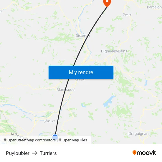 Puyloubier to Turriers map