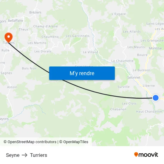 Seyne to Turriers map