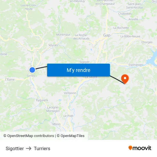 Sigottier to Turriers map