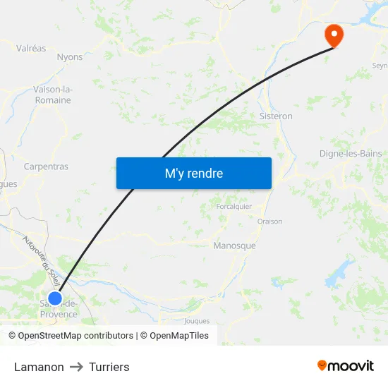 Lamanon to Turriers map