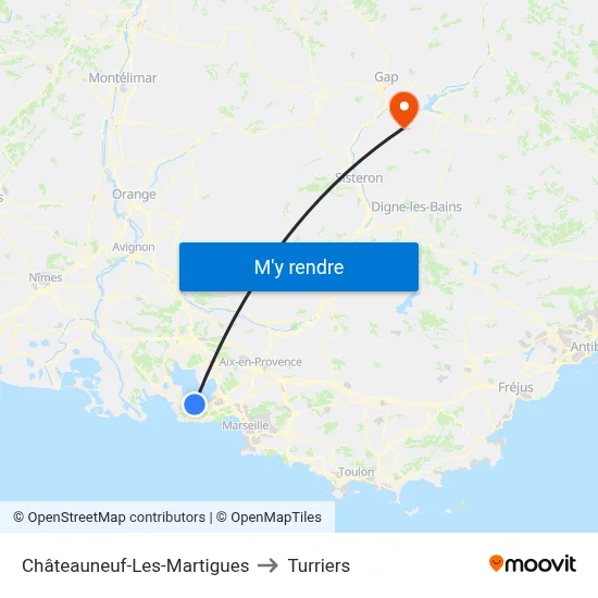Châteauneuf-Les-Martigues to Turriers map