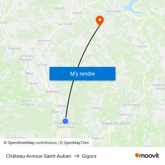 Château-Arnoux-Saint-Auban to Gigors map