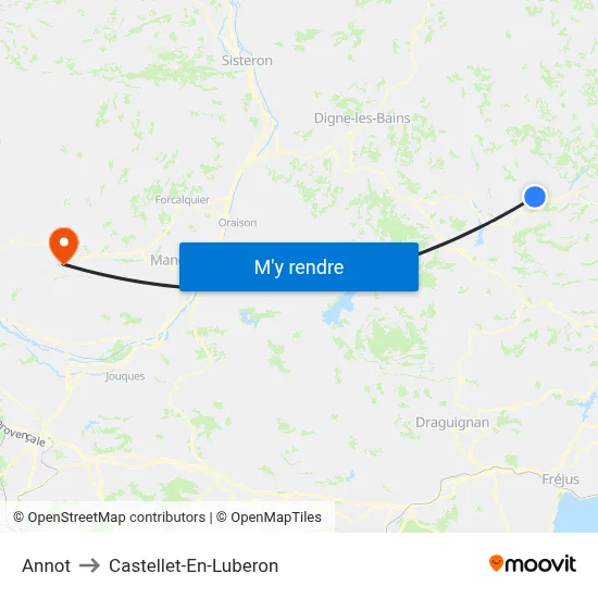 Annot to Castellet-En-Luberon map