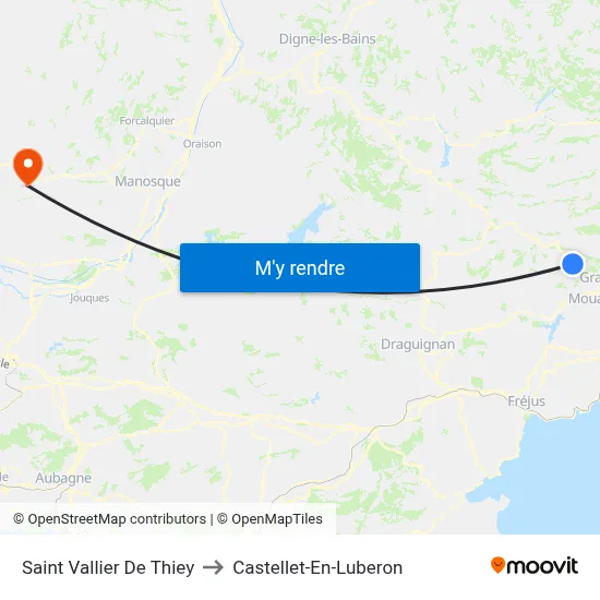 Saint Vallier De Thiey to Castellet-En-Luberon map