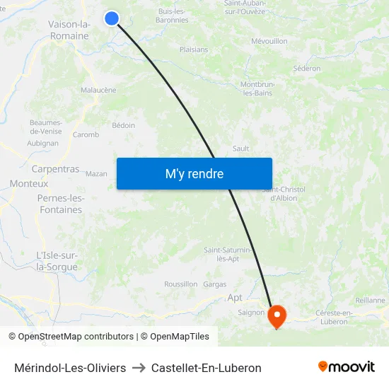 Mérindol-Les-Oliviers to Castellet-En-Luberon map