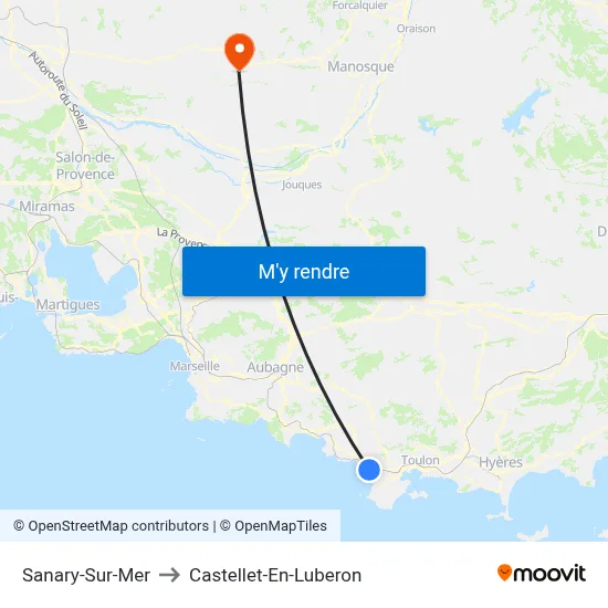Sanary-Sur-Mer to Castellet-En-Luberon map