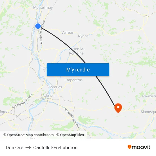 Donzère to Castellet-En-Luberon map