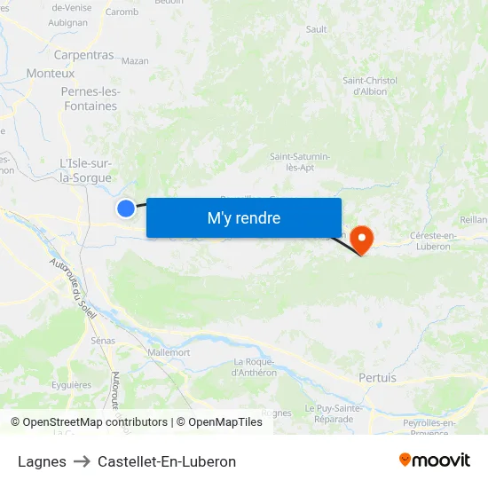 Lagnes to Castellet-En-Luberon map