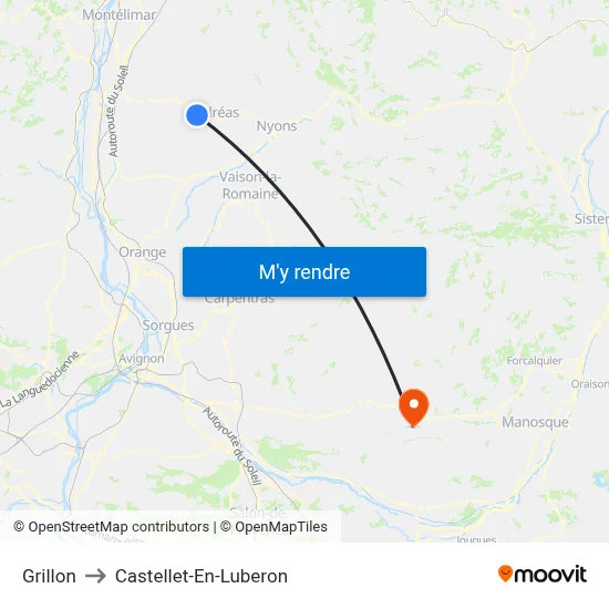 Grillon to Castellet-En-Luberon map