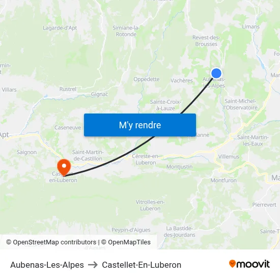 Aubenas-Les-Alpes to Castellet-En-Luberon map