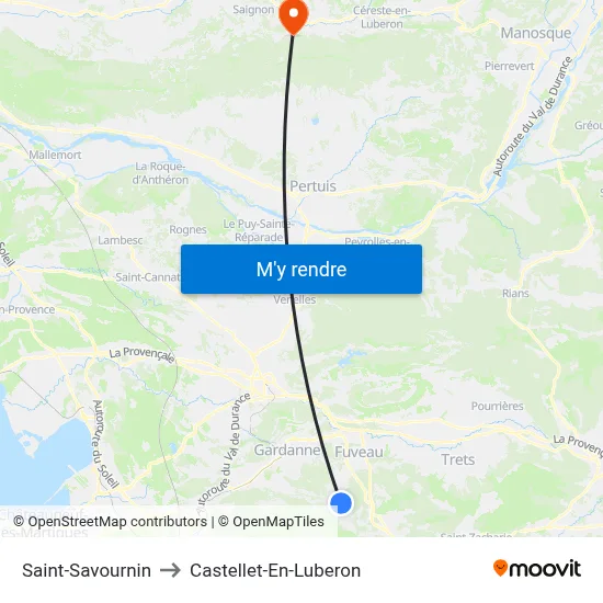 Saint-Savournin to Castellet-En-Luberon map