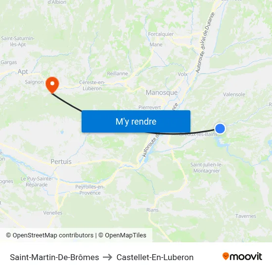 Saint-Martin-De-Brômes to Castellet-En-Luberon map