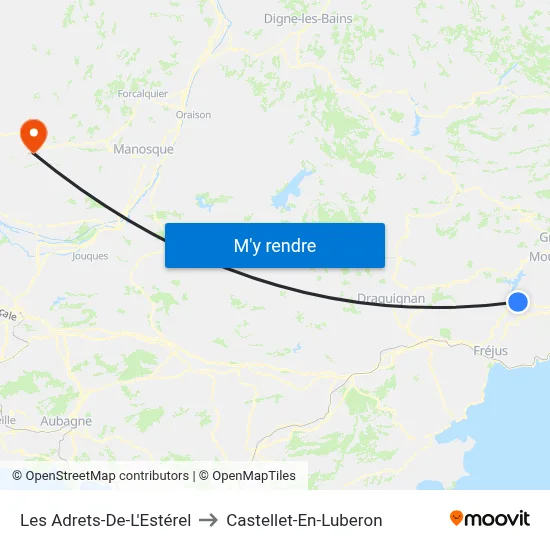 Les Adrets-De-L'Estérel to Castellet-En-Luberon map